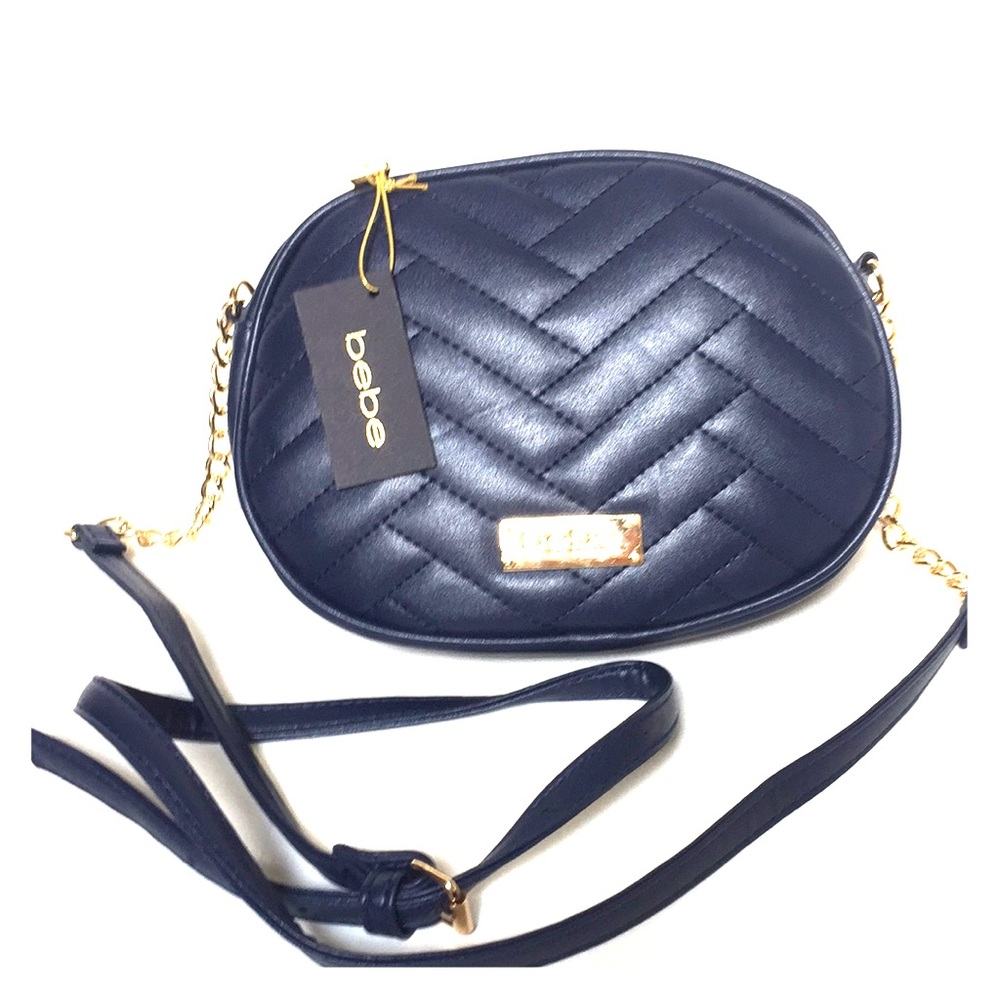 Bebe Sophia Quilted Canteen Navy b. crossbody bag